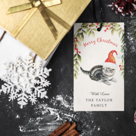 かわいい子猫メリークリスマスサンタハット猫好き ギフトタグ