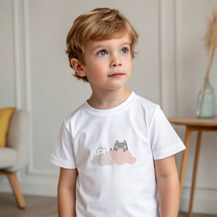 かわいい子猫モダン柄ベビーシャワー ベビーTシャツ