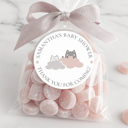 かわいい子猫モダン柄ベビーシャワー ラウンドシール