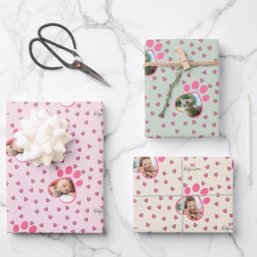 かわいい子猫ラヴカスタムィー猫の写真3 ラッピングペーパーシート (正面)