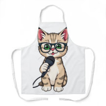 「かわいい子猫レポーター漫画ステッカー」