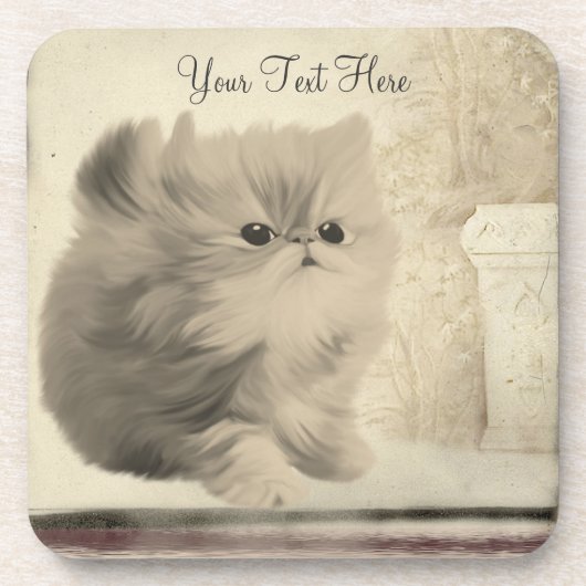 かわいい子猫ヴィンテージルックアニマルコースターセット コースター (正面)