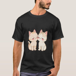 かわいい子猫二匹がほっぺを寄せ合う💕愛らしいアート Tシャツ
