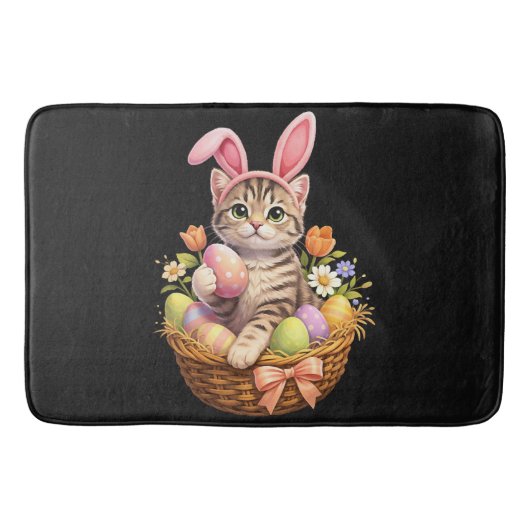 かわいい子猫好きさん ハッピーイースター 猫 バスマット (正面)