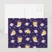 かわいい子猫宇宙飛行士のパターン シーズンポストカード (正面/裏面)