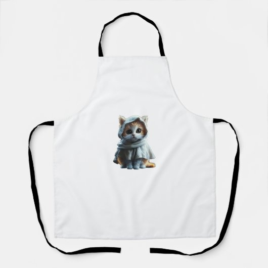 かわいい子猫幽霊の衣装 – ハロウィーンの可愛さ エプロン (正面)