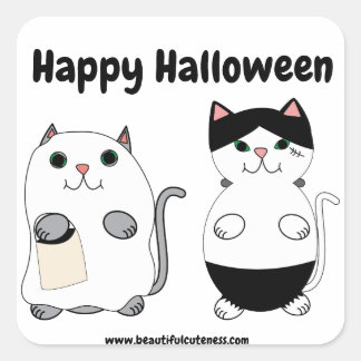 かわいい子猫幽霊モンスターハロウィーンパーソナライズド スクエアシール