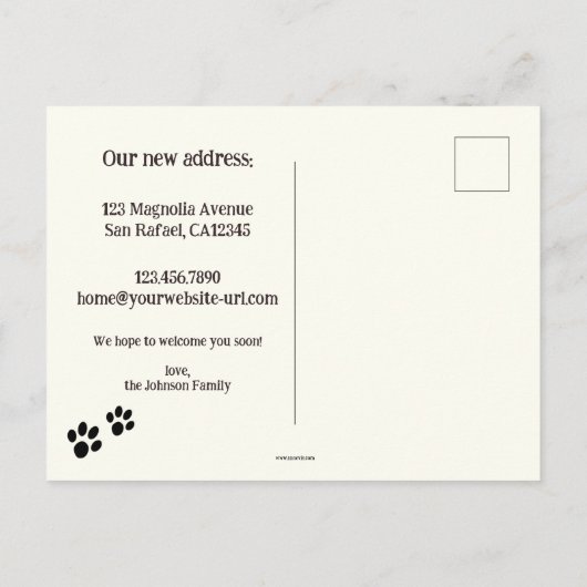かわいい子猫新しいアドレスの移動 案内ポストカード (裏面)