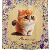 かわいい子猫春水彩花 シャワーカーテン (正面)