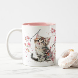 かわいい子猫桜花 ツートーンマグカップ
