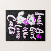 かわいい子猫猫が大好きな女の子 ジグソーパズル (横)