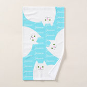 かわいい子猫猫の名前をカスタムするの女の子 バスタオルセット (ハンドタオル)