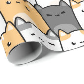 かわいい子猫猫の漫画パターンギフトの包装紙 ラッピングペーパー (ロールコーナー)