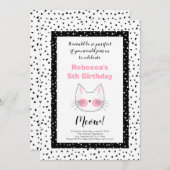 かわいい子猫猫の第5誕生会のレトロの招待状 案内状 (正面/裏面)