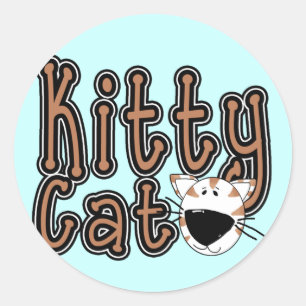 かわいい子猫猫のTシャツおよびギフト ラウンドシール