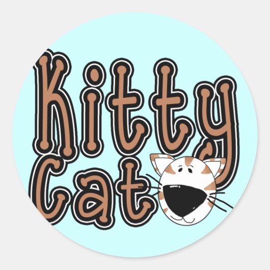 かわいい子猫猫のTシャツおよびギフト ラウンドシール (正面)
