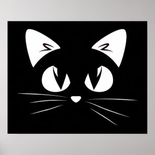 かわいい子猫白黒おもしろいキティ猫 ポスター