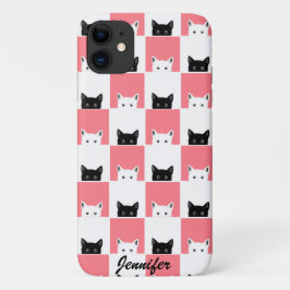 かわいい子猫白黒ピンク iPhone 11 ケース