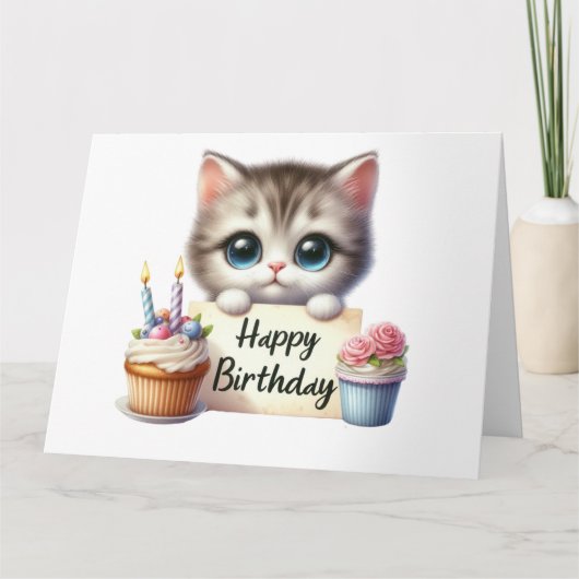 かわいい子猫誕生日カード カード (正面)