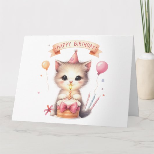 かわいい子猫誕生日カード カード (正面)