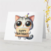 かわいい子猫誕生日カード カード (黄色い花)