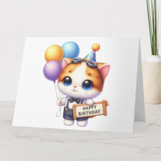 かわいい子猫誕生日カード カード (正面)