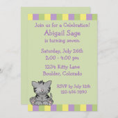 かわいい子猫誕生日招待状 招待状 (正面/裏面)