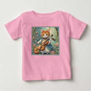 かわいい子猫遊ズ・ザ・バイオリン ベビーTシャツ