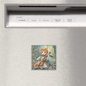 かわいい子猫遊ズ・ザ・バイオリン マグネット (インサイチュ (食洗機))