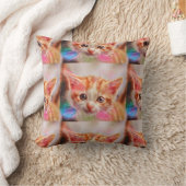 かわいい子猫顔ジンジャー猫 クッション (ブランケット)