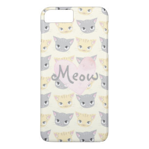 かわいい子猫顔パターンミウケース iPhone 8 PLUS/7 PLUSケース