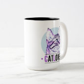 かわいい子猫顔ピンク&ブラック猫好き ツートーンマグカップ (正面右)