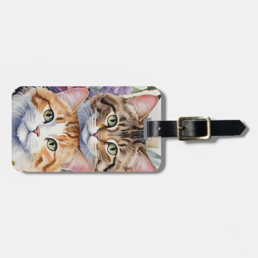 かわいい子猫顔二人 ラゲッジタグ (正面横)