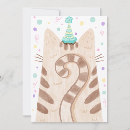 かわいい子猫顔誕生会 招待状 (裏面)