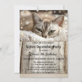 かわいい子猫12月子供の誕生日パーティー 招待状 (正面)