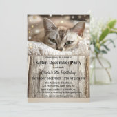 かわいい子猫12月子供の誕生日パーティー 招待状 (スタンド正面)