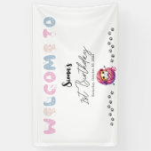 かわいい子猫1st誕生日パーティーバナー 横断幕 (縦)