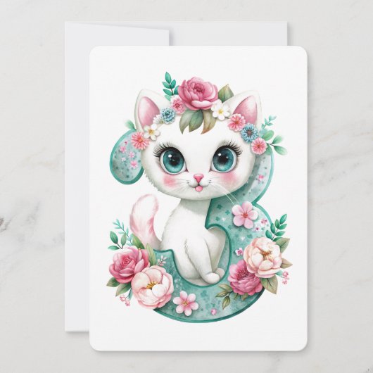 かわいい子猫3歳誕生日 シーズンカード (正面)