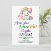 かわいい子猫4歳の誕生日パーティー 招待状 (スタンド正面)