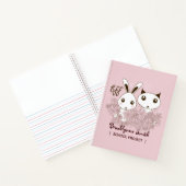 かわいい子猫 ウサギ 動物の友達 ピンクの女の子 キッズ ノートブック (内部)