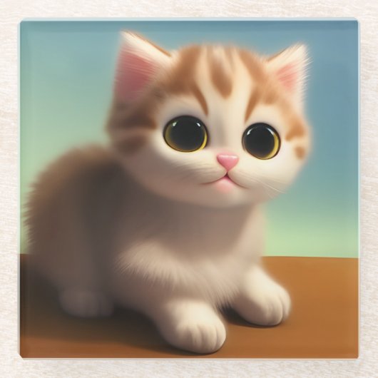 かわいい子猫 ガラスコースター (正面)