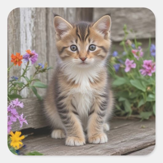 かわいい子猫 スクエアシール (正面)