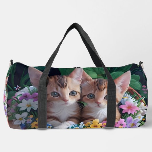 かわいい子猫 ダッフルバッグ (正面)