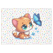 かわいい子猫/ネコ&バタフライ テーブルクロス (正面(横))