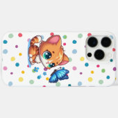 かわいい子猫/ネコ&バタフライ Case-Mate iPhoneケース (裏面 (横))