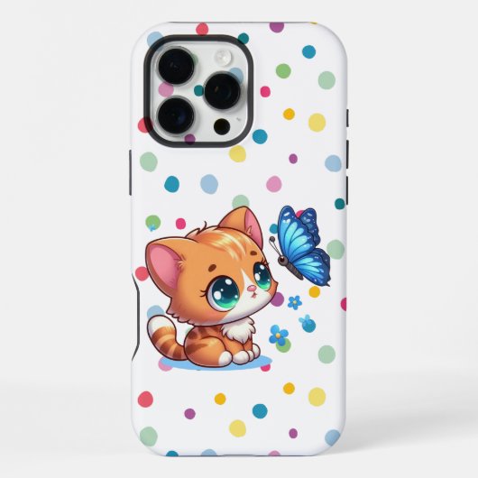 かわいい子猫/ネコ&バタフライ iPhoneケース (裏面)
