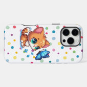 かわいい子猫/ネコ&バタフライ iPhoneケース (裏面横)