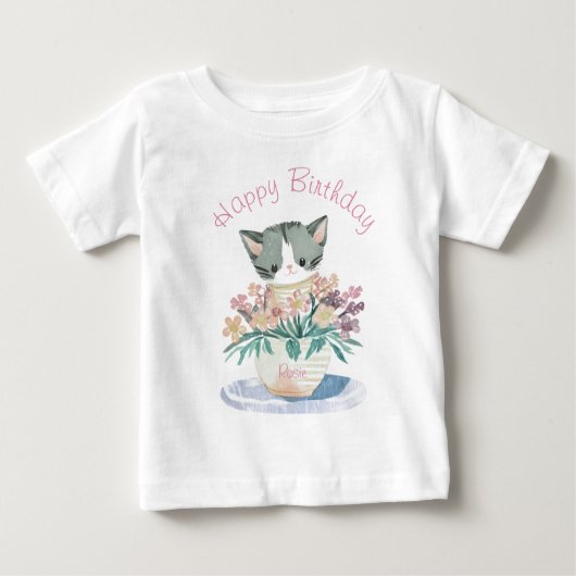 かわいい子猫 |ハッピーバースデー娘 ベビーTシャツ (正面)
