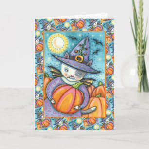 かわいい子猫 ハロウィンに着替える かわいい&カラフルな詩 シーズンカード