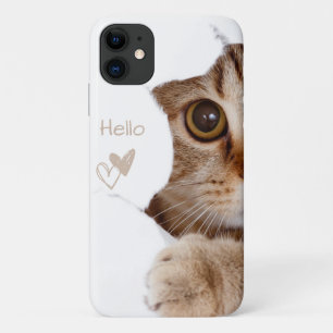 かわいい子猫,ハローハート白 iPhone 11 ケース